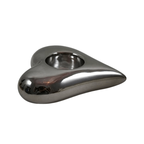 ALUMINIUM HEART T-LIGHT HOLDER (POLISH)